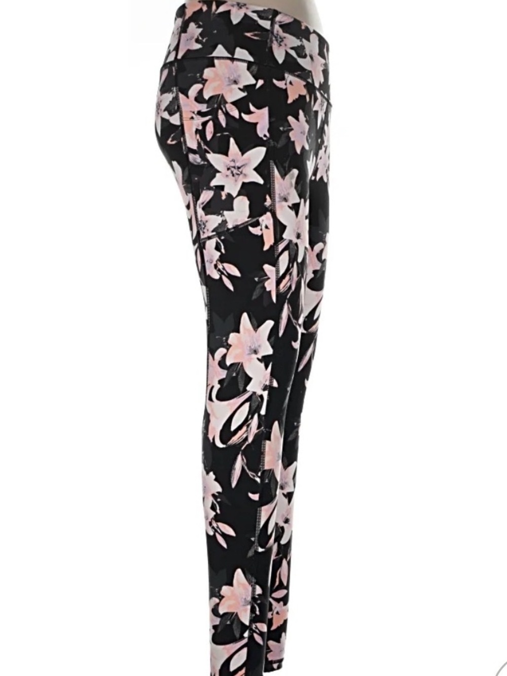 Victoria Secrets Floral Print Slim Leg Pants - Pink on Black